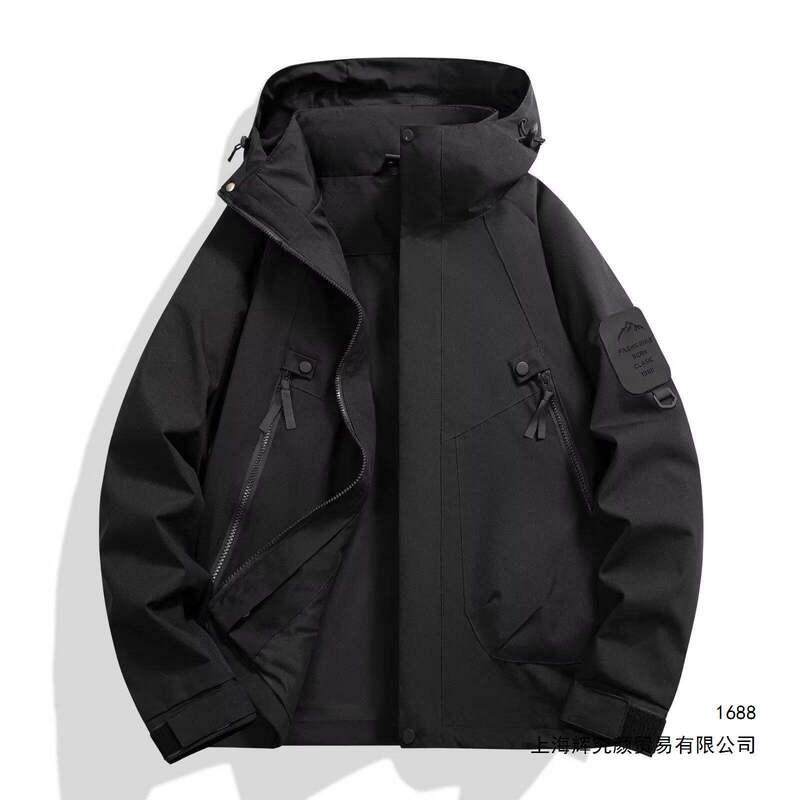 Three-proof outdoor jacket, spring and autumn jacket, new casual mountaineering windproof and waterproof men's hooded coat
