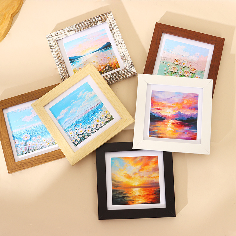 Simple creative square photo frame table 4 inch mounted oil painting stick children's photo album printing photo frame wholesale