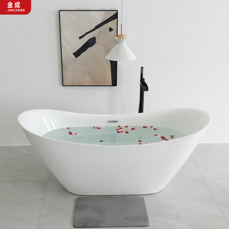 Jincheng Low-Priced Freestanding Bathtub 170cm with Drainage and Overflow, European E-Commerce Platform, Ce Certified