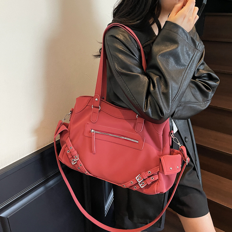 Cross-border retro hot girl moto bolso nuevo estilo coreano de gran capacidad bolso de mano bolsa de hombro casual versátil