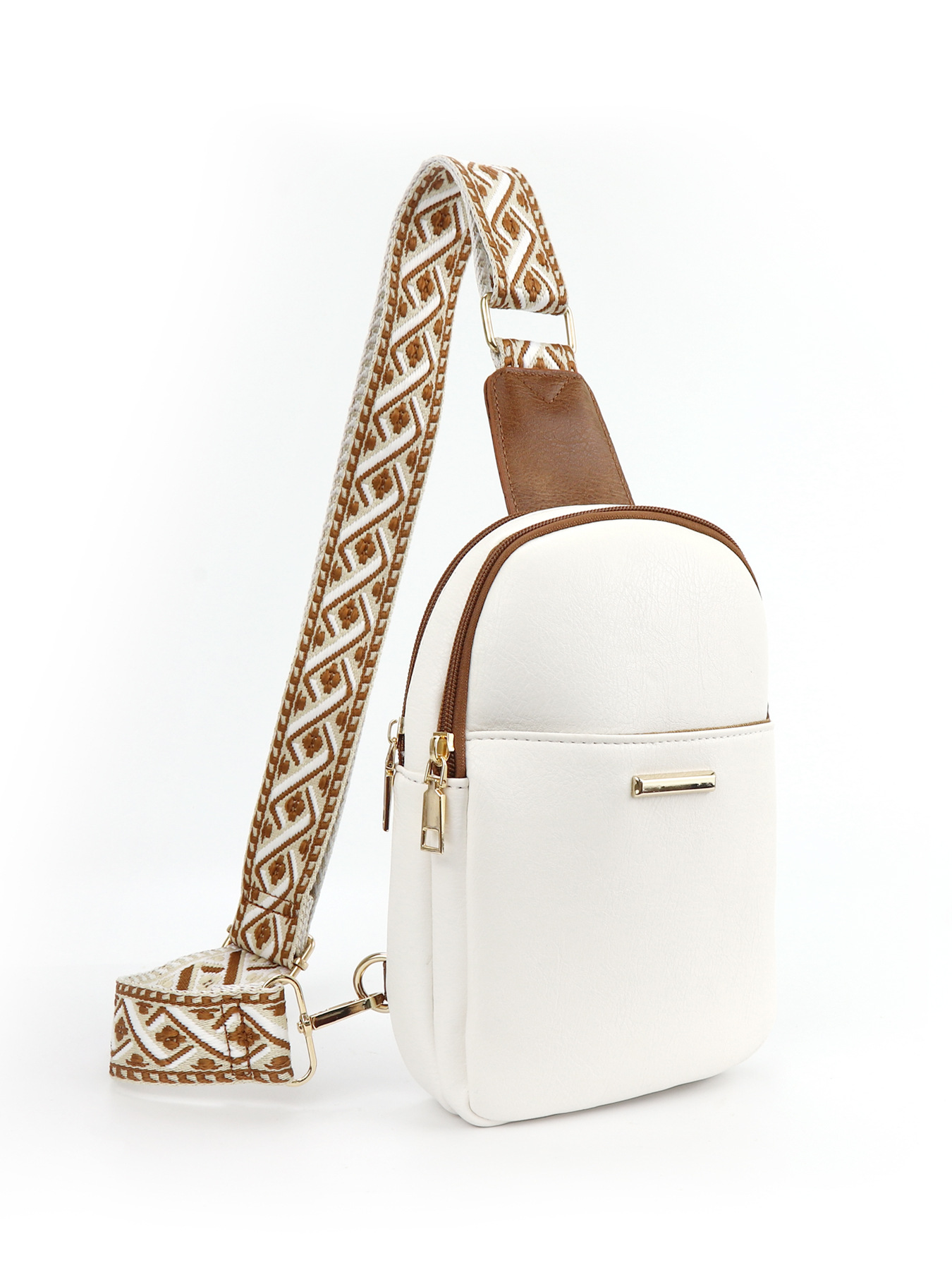 259g Weight Polyester Lining Material Zipper Closure Type Sling Strap Strap Type Fanny Pack Bags Type Daily Occasion Pu Leather Material Color Block Pattern All Seasons Season Unisex Gender Vintage Style Style Oval Shape Unisex Vintage Style Color Block Pu Leather Waist Bags 31