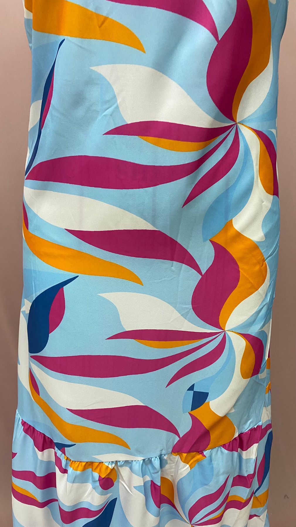 Summer Slimming Printed Dress Cinched Mid Length Dress Office Backless Slip Dress