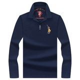 Осенняя утепленный лонгслив, мужская цветная хлопковая модная футболка polo для отдыха, (в наличии на складе), с вышивкой