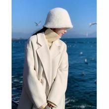 燕麦色双面毛呢大衣女中长款感双面秋冬新款毛呢外套有吊牌