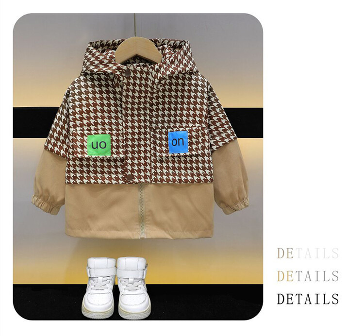 Boys' 2338 on coat 2023 Spring and Autumn new children's handsome hooded windbreaker baby clothes_voghion.com