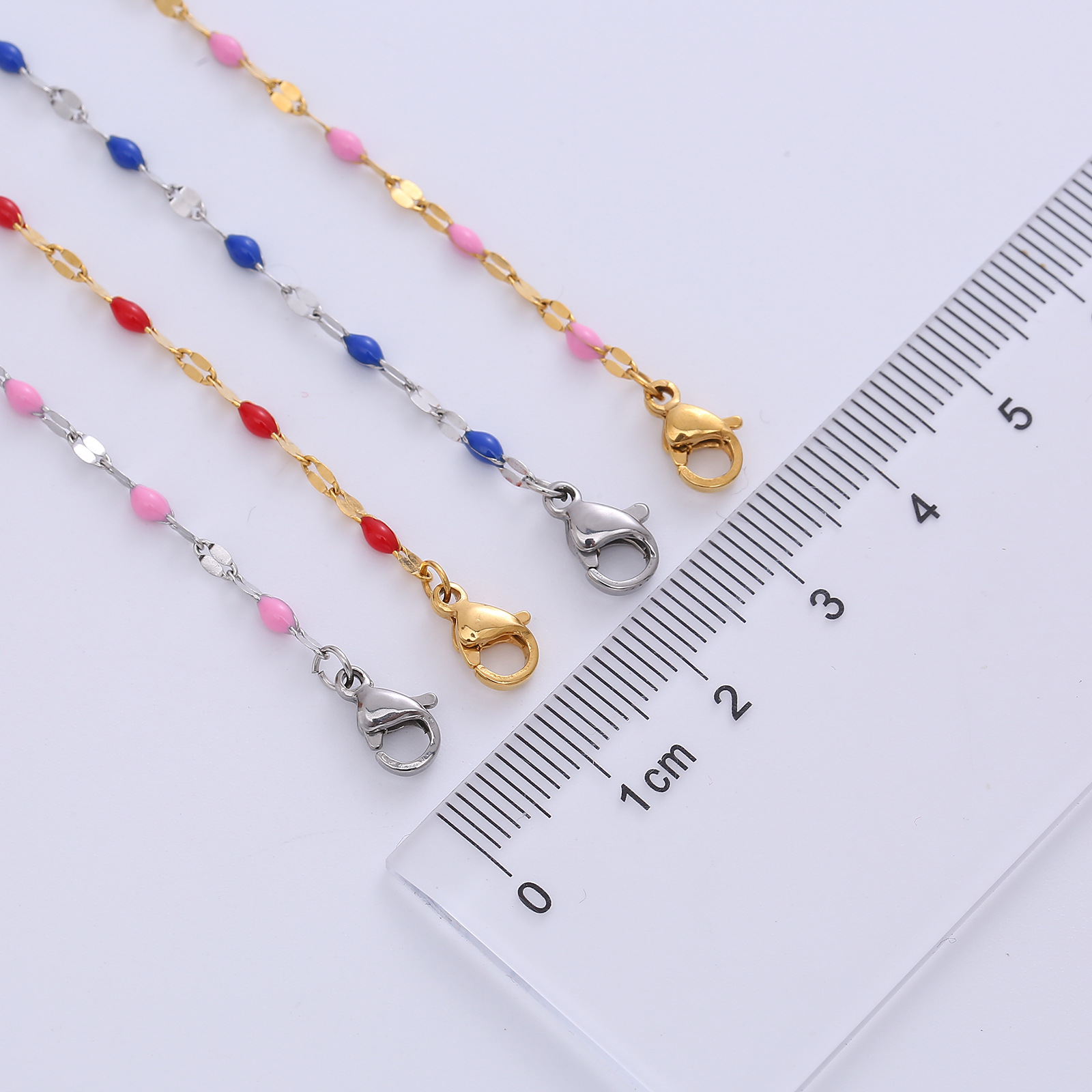 Simple Style Geometric Stainless Steel Epoxy Chain Necklace