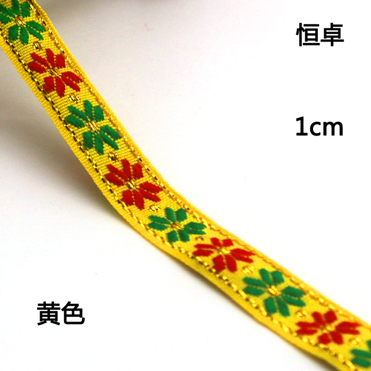 Encaje floral nacional de 1cm para decoración de ropa, accesorio DIY manual, estilo faixa