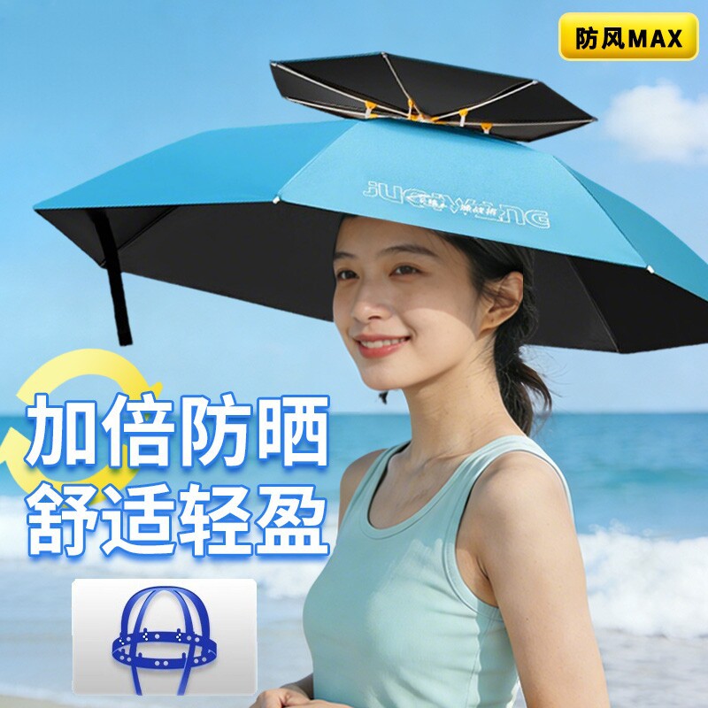New style umbrella hat, head-mounted fishing umbrella, portable umbrella hat, rain umbrella for the head, bucket hat umbrella, fishing-specific head umbrella
