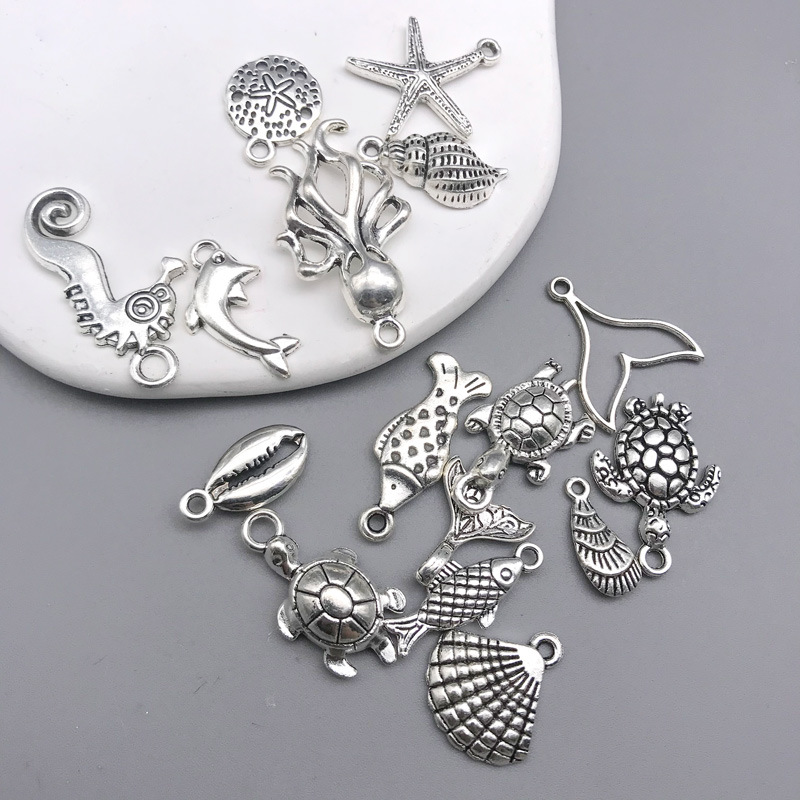 1g Weight Pendant Jewelry Making Type DIY Jewelry Accessories Classification 1 Piece Quantity Alloy Material Tortoise, Animal, Starfish, Ocean, Hippocampus, Shell Pattern Plating Design Cartoon Style, Retro Style 1 Piece Alloy Tortoise Animal Starfish Pendant DIY Jewelry Accessories 3