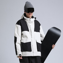 新款滑雪服男款单板防风防水撞色拼接宽松户外运动美式专业雪服男