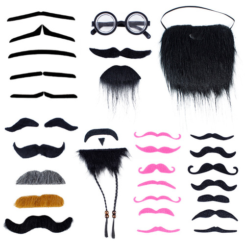 Halloween Fake Beard Props for Costume Parties & Performances: Big Black Imitation Goatee, Elderly-Style Mustache
