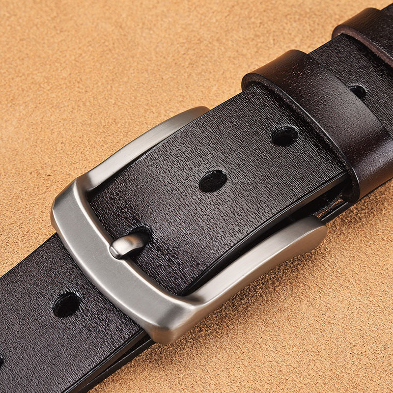 Men's Pin Buckle Leather Belt Business Casual Versatile Waistband Simple Fashion Cross-border Best Seller One-piece Dropshipping Custom Label