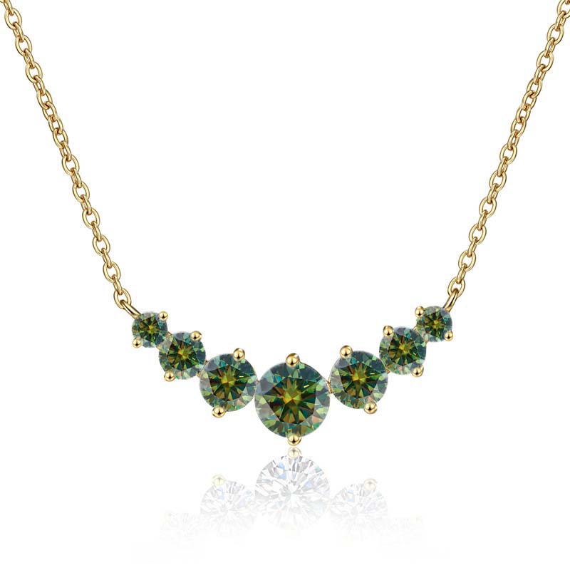 Collar de oro de plata esterlina s925 mujer sonrisa minimalista siete princesas collar de piedra de mosaico de color 2.8 quilates