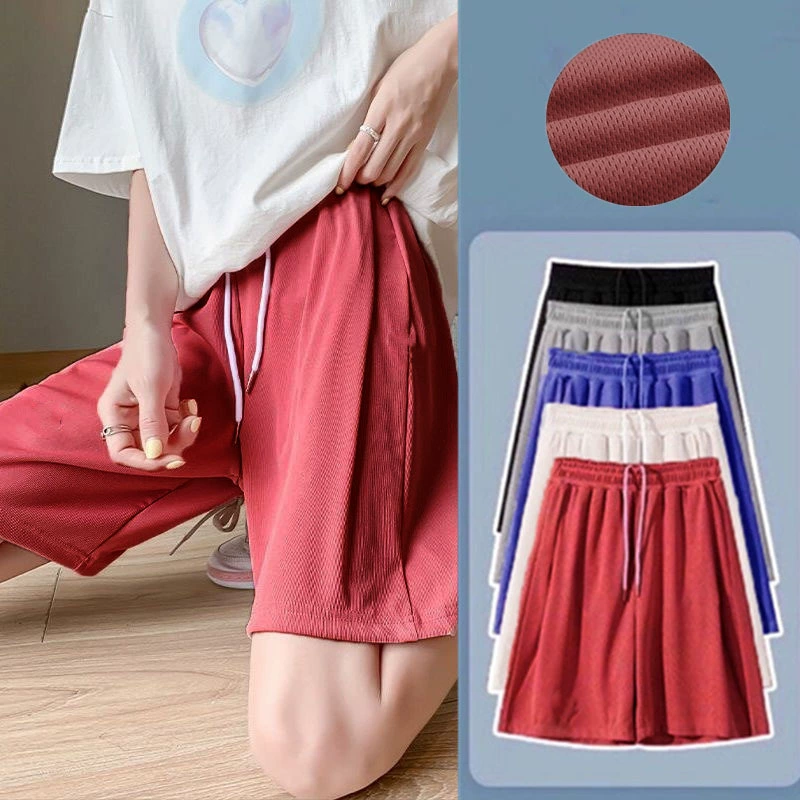 Шорты женские больших размеров сетчатые повседневные брюки свободные Студенческая женская одежда пятые брюки женские стройнящие универсальные модные широкие штанины кросс-Бордер