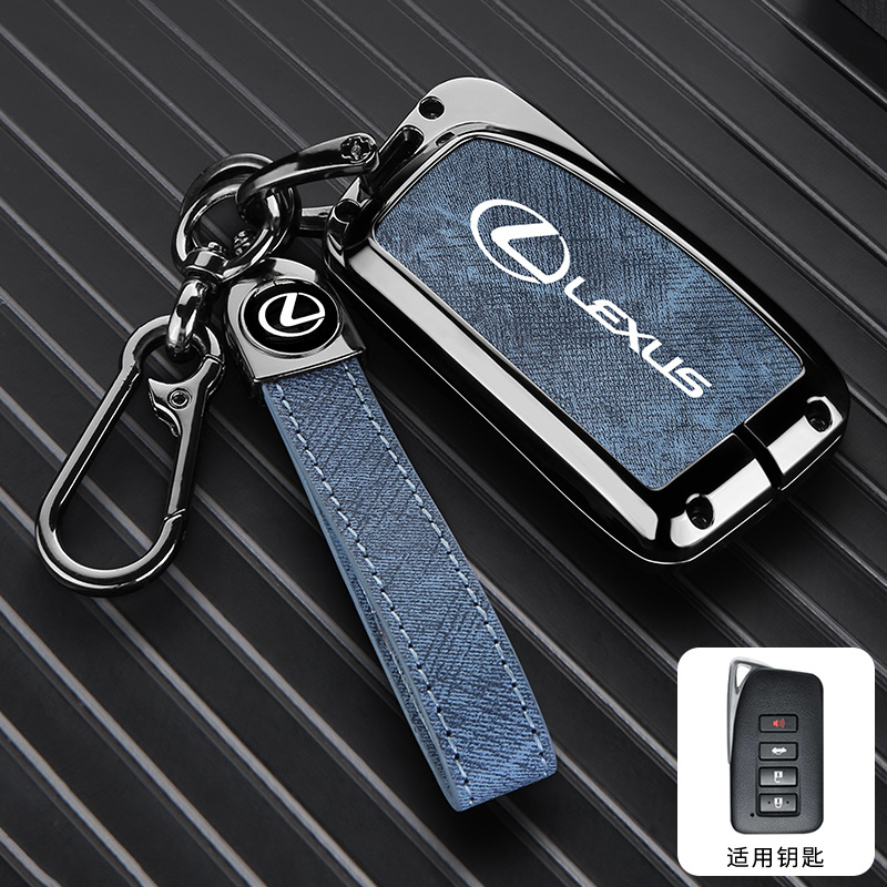 모델 B 4버튼 - 데님 패턴 [건쉘 블루 가죽] + 핸드 스트랩 버클