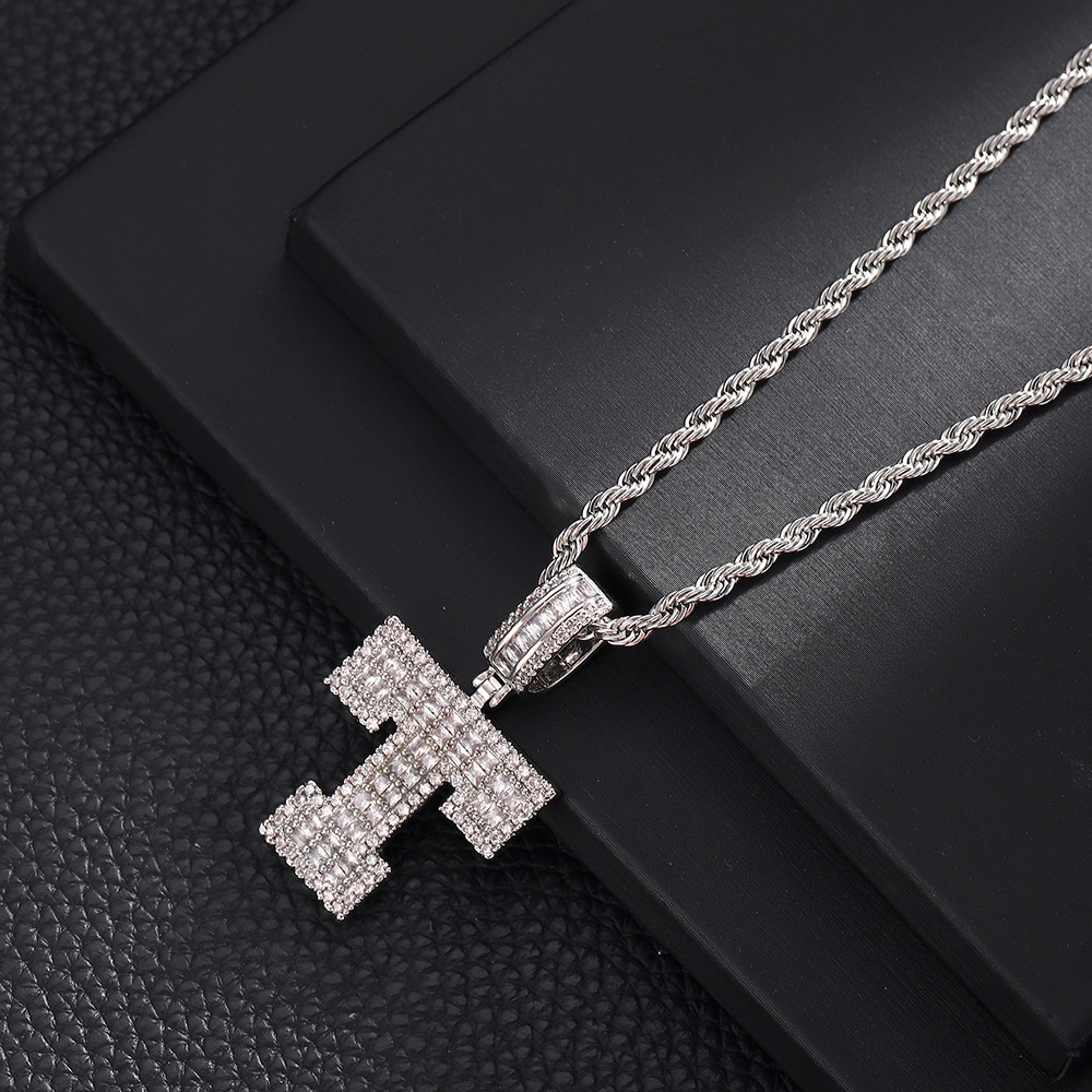 Hip-Hop Vintage Style Letter 304 Stainless Steel Copper Men's Pendant Necklace J 20Inch Hemp Flowers Chain Silver display picture 22