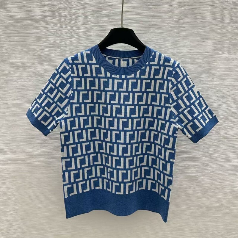 high quality New Knitted Short-sleeved Classic Old Flower Slimming All-match Elegant High Socialite Explosions high quality New Knitted Short-sleeved Classic Old Flower Slimming All-match Elegant High Socialite Explosions