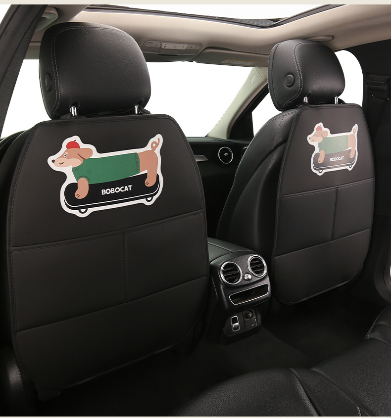 Long Cartoon Dachshund Design Anti-Kick Mat for Women, Car Seat Back Anti-Dirt and Anti-Kick Pad