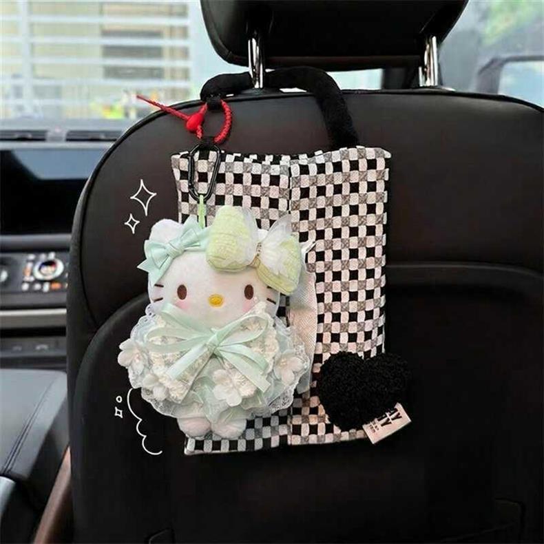 Creative Car Tissue Box with a High-End Feel, Cute Kt Tissue Box, Car Tissue Hanging Bag, In-Car Tissue Box