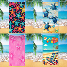 temu爆款跨境代发超细纤维新款数码印花海龟沙滩毛巾定制吸水浴巾