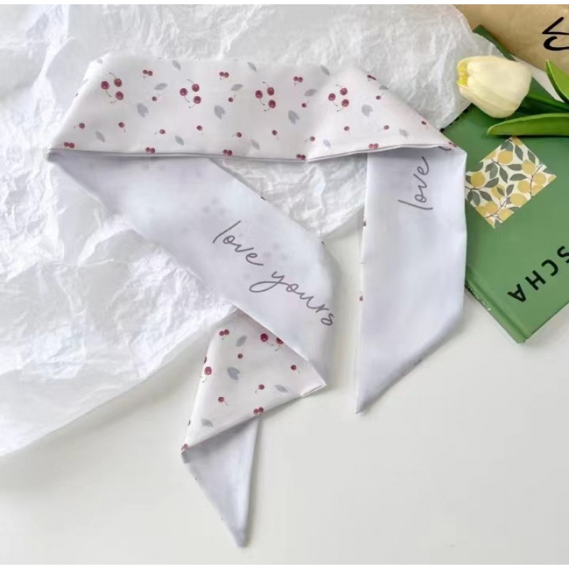 Silk scarf*white cherry