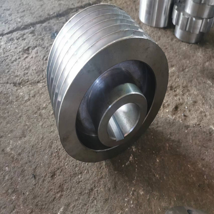 三角带皮轮四槽五槽皮带轮组合圆钢轴承座对轮A型传动件双轴承