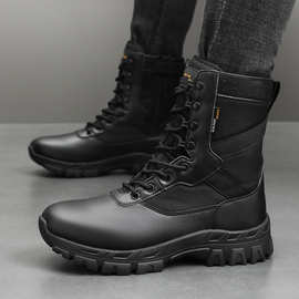 战术靴棕色户外作战靴军训靴黑色男战术靴沙漠靴皮靴橡胶底登山靴