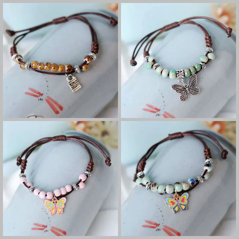 厂家货源陶瓷创意蝴蝶手链女小清新手串学生陶瓷饰品陶瓷工艺品