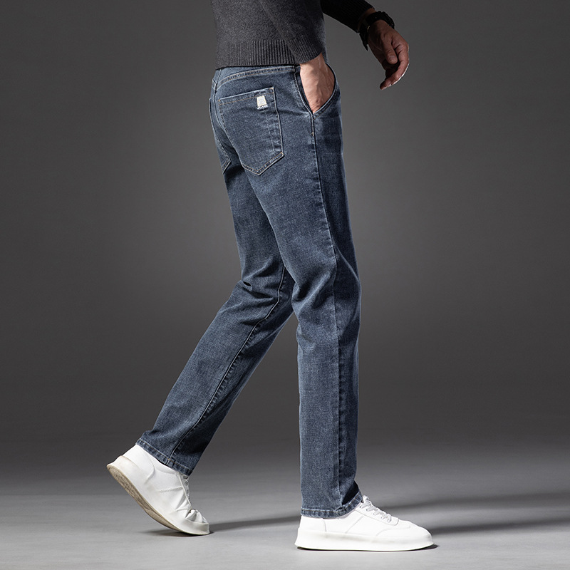 Guangzhou Xintang pantalones vaqueros de los hombres de mediana edad clásico cómodo negocio pantalones casuales de los hombres de estiramiento Delgado Pantalones rectos de los hombres