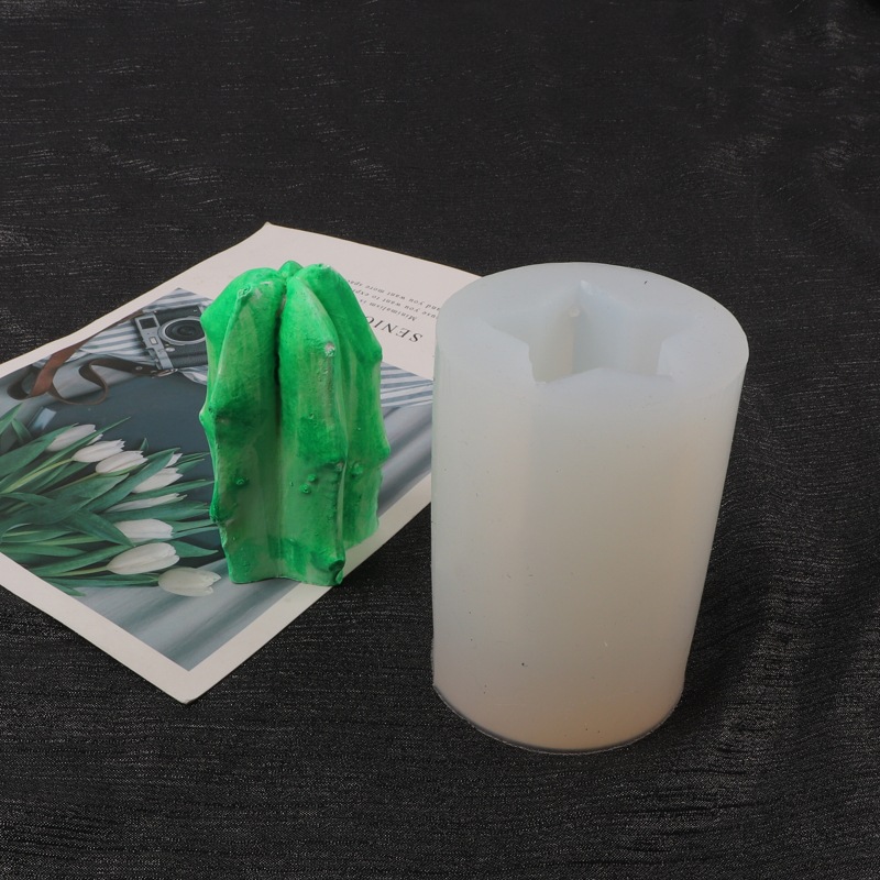 Simulación 3D molde de silicona cactus aromaterapia molde de yeso para hornear cactus columna DIY molde de la torta de la vela