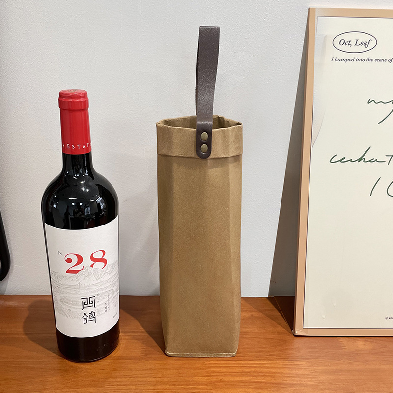 Spot Red de Internet lavado de papel kraft bolsa de vino tinto champán bolsa de embalaje de vino espumoso bolsa de embalaje de mano al por mayor