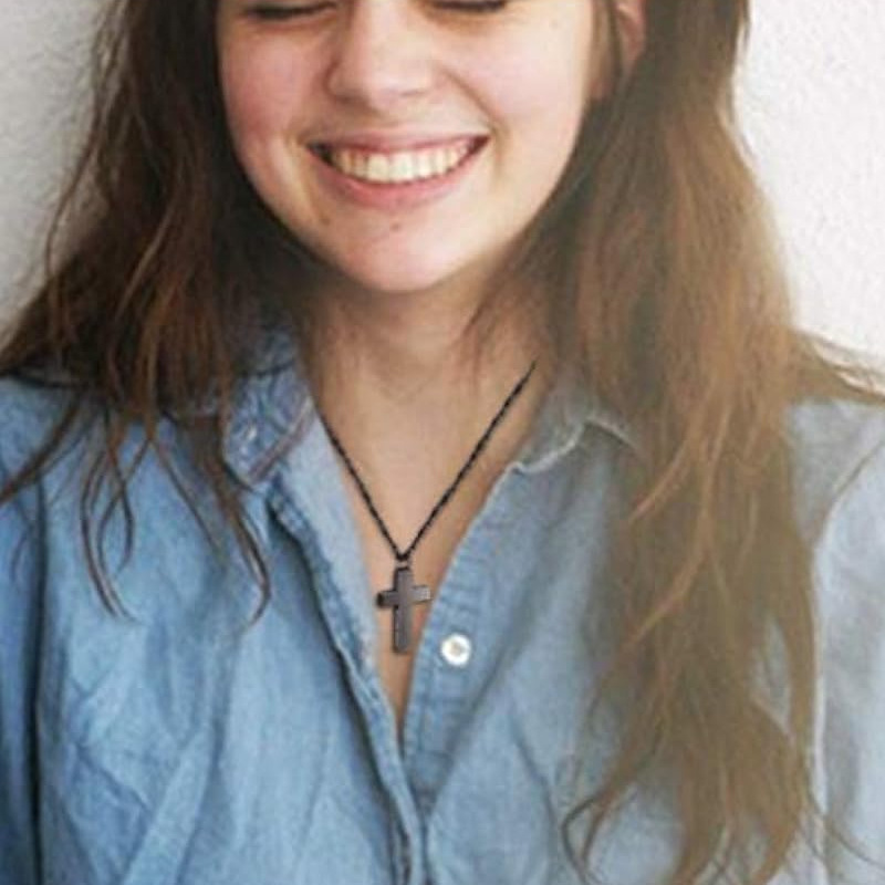 Halskette mit Pfotenabdruck-Kreuz aus Edelstahl, Herrenschmuck, klassischer Anhänger mit Engelsflügeln und Tieraschebox_voghion.com