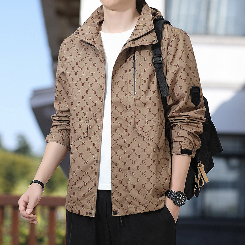 Giacca da uomo primavera e autunno calda giacca a vento moda casual con cappuccio Douyin stile caldo_voghion.com