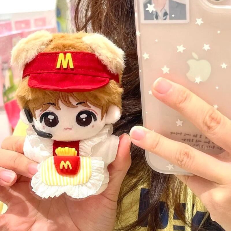 10cm Baby Clothes Mcdonald's Bib Set Doll Doll Cotton Doll Apron Hat Can Be Changed and Replaced with Accessories