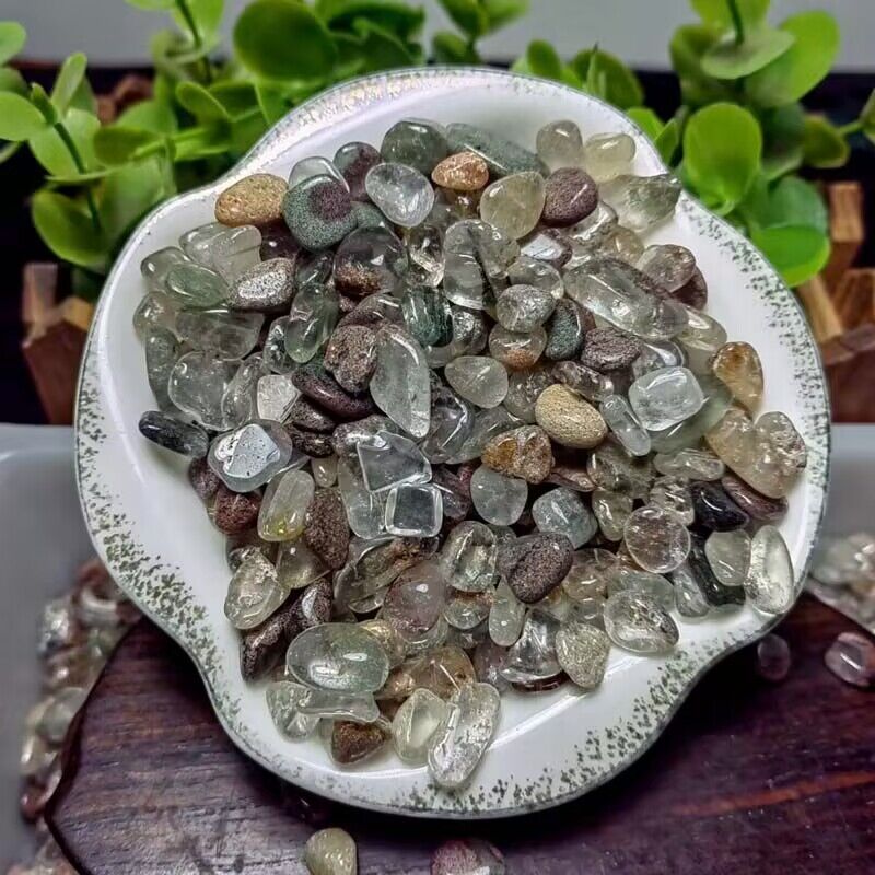 天然赤と緑のゴーストクリスタル砂利壊れた装飾品素材海外卸売多肉植物盆栽水槽石庭