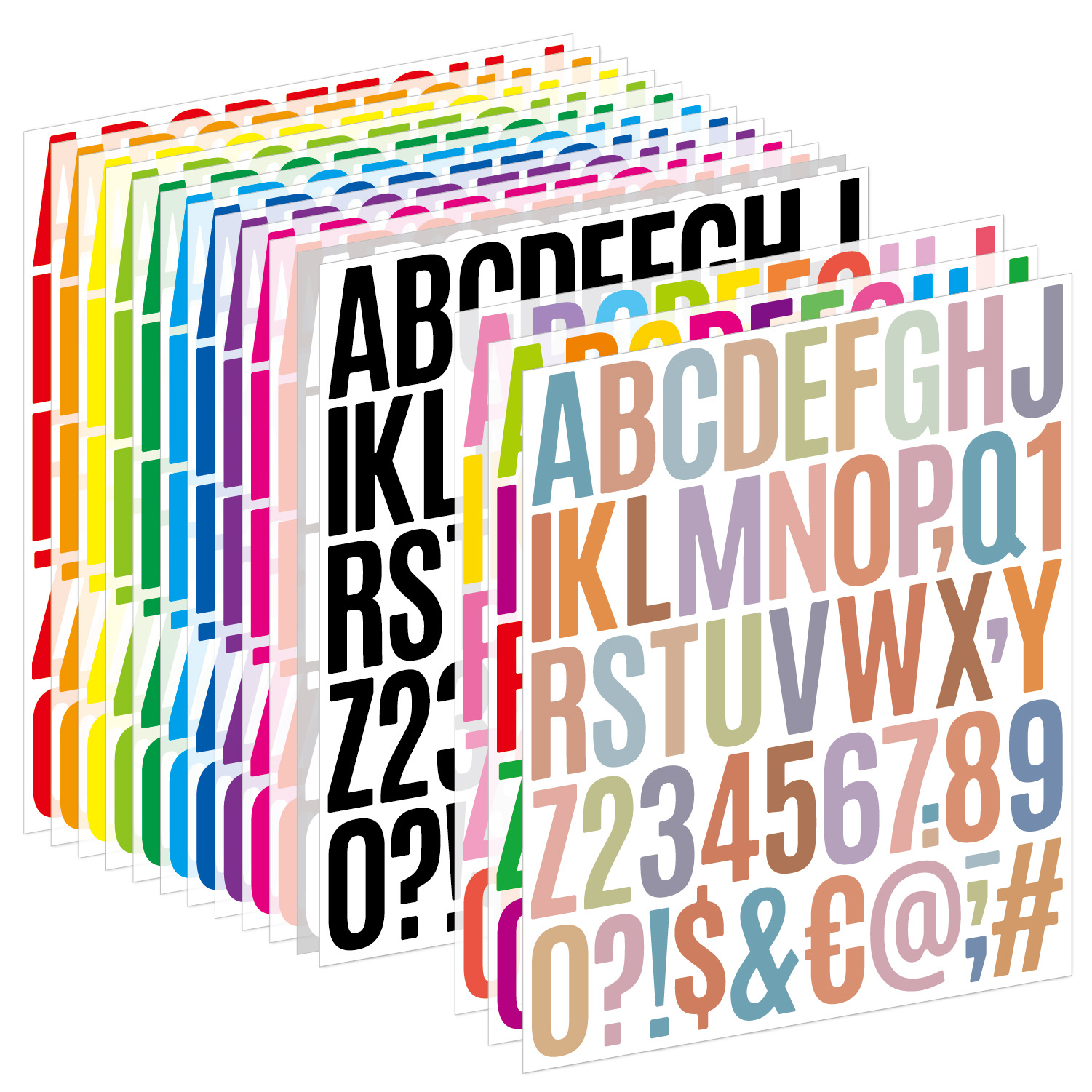 2英寸字母贴纸多色 可任意组合包装 笔记本手账装饰字母数字贴纸