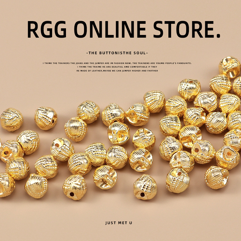 复古中式国风金色塑料电镀边孔圆形纽扣盘扣珠子汉服旗袍唐装钮扣