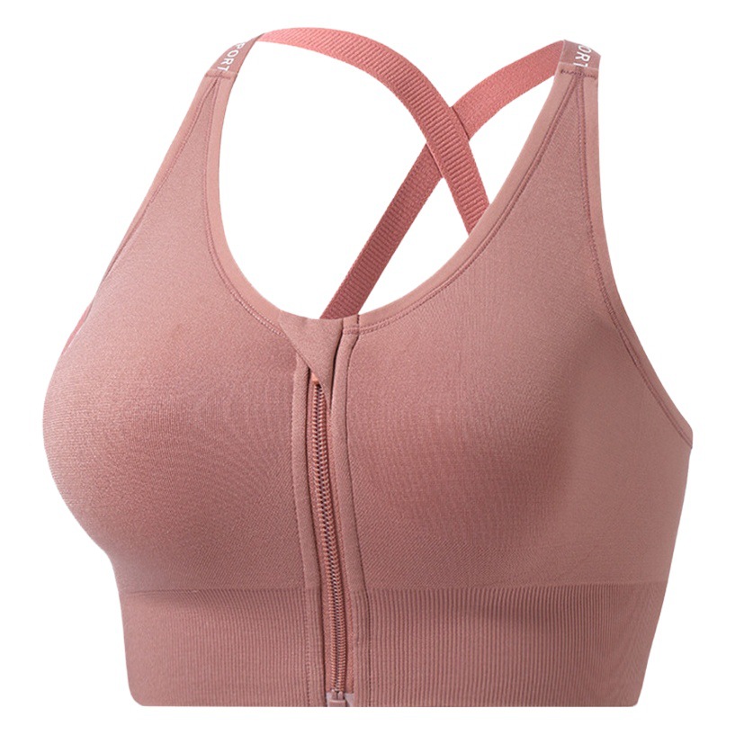Alta a prueba de golpes más tamaño deportes push-up ropa interior Mujer fitness running yoga ropa pecho grande que adelgaza espalda cremallera sujetador