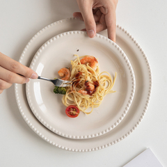 VHM7〖高顏值！〗不規則珠點盤子ins風陶瓷甜品盤西餐盤餐具微瑕