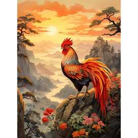 鸿运当头公鸡图片怀旧年画仿真大公鸡墙面自贴防水卧室门窗贴画