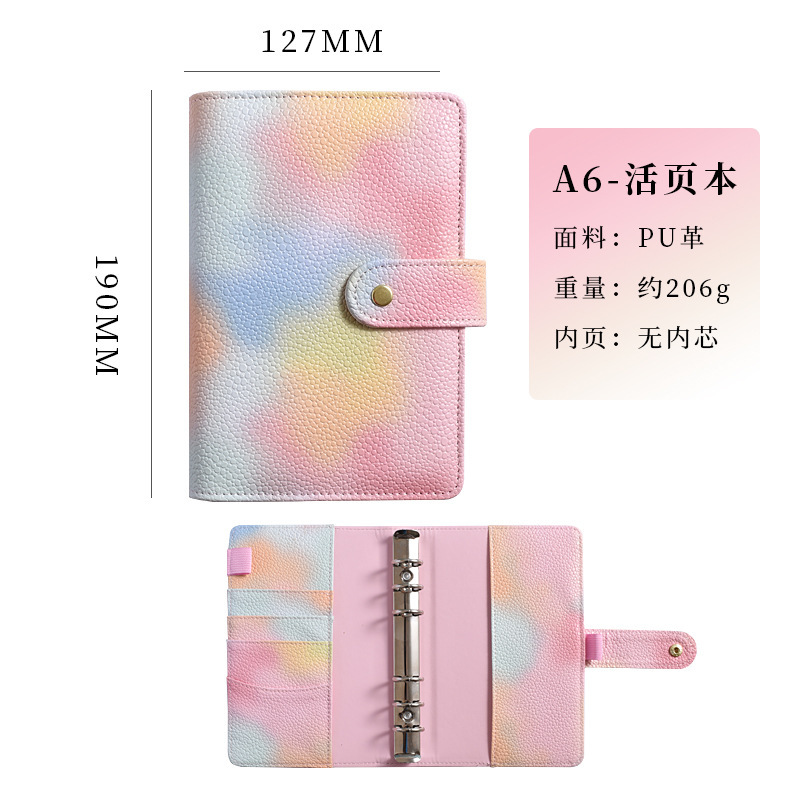 En stock transfronterizo A6 macaron cuaderno color mágico Etiqueta de papel de la perla PU libro de mano A7 libro de hojas sueltas libro de presupuesto en efectivo