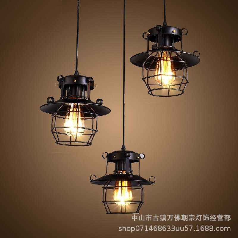 复古工业风吊灯咖啡厅餐厅吧台服饰店个性创意铁艺吊灯全屋-阿里巴巴