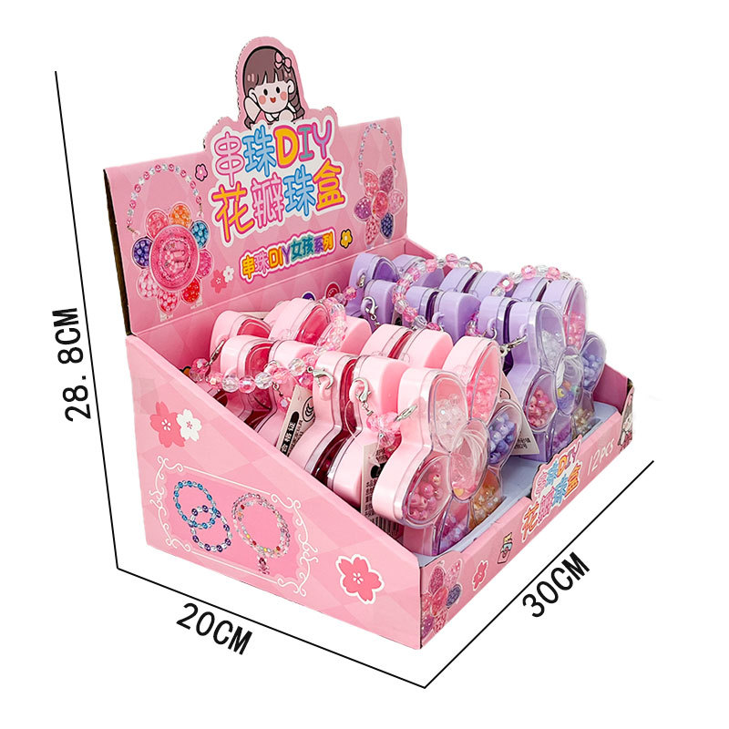 Niñas juguetes caseros petal caja princesa pulsera perlas joyas caja de joyería regalos de la escuela de entrenamiento