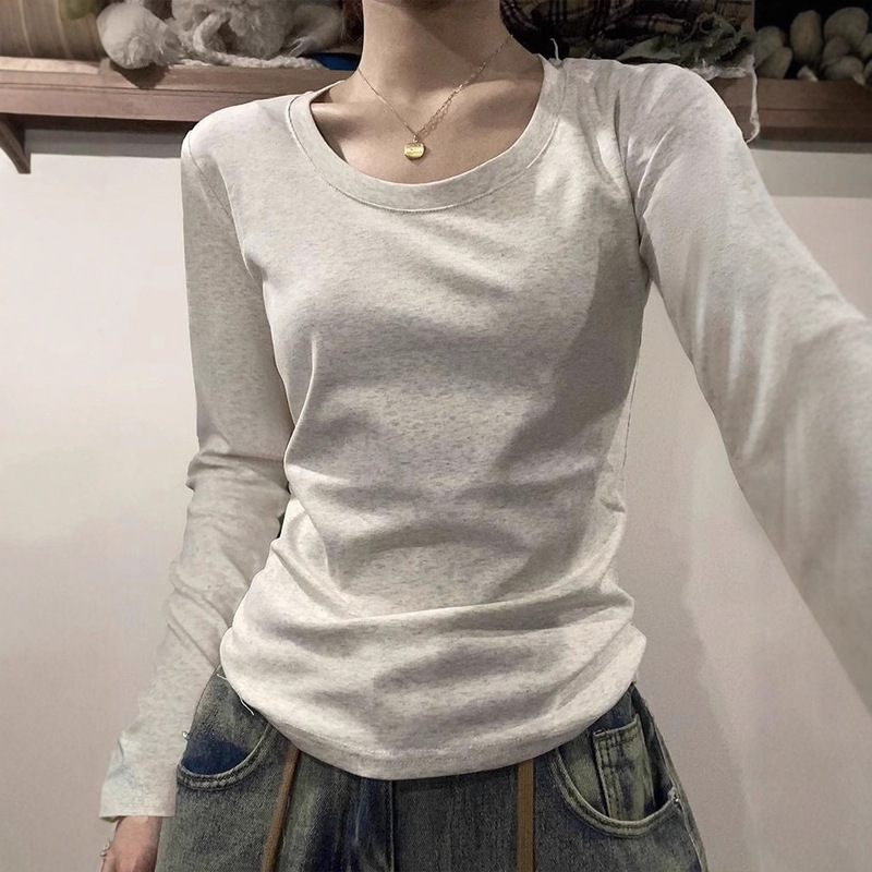 特价螺纹棉2025新款时尚休闲纯色显瘦修身打底衫女秋冬上衣T恤女|undefined