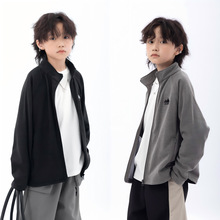 25秋冬新款细条纹加绒童运动服立领山系长袖童外套