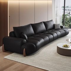 小さなアパート用の第一層本革ソファ、ワックスレザー、レトロスタイルのレザーアートソファ、リビングルーム、第一層牛革、湾曲したストレート列