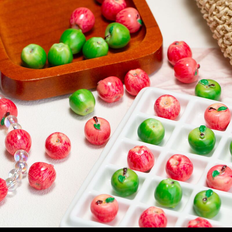 Simulated Small Apple Green and Red Miniature Mini 3D Stereo Fruit Food Toy DIY Bracelet Beaded Small Accessories