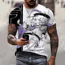 新款外贸货源夏款3D游戏原神图印花宽松男装圆领短袖T恤上衣批发