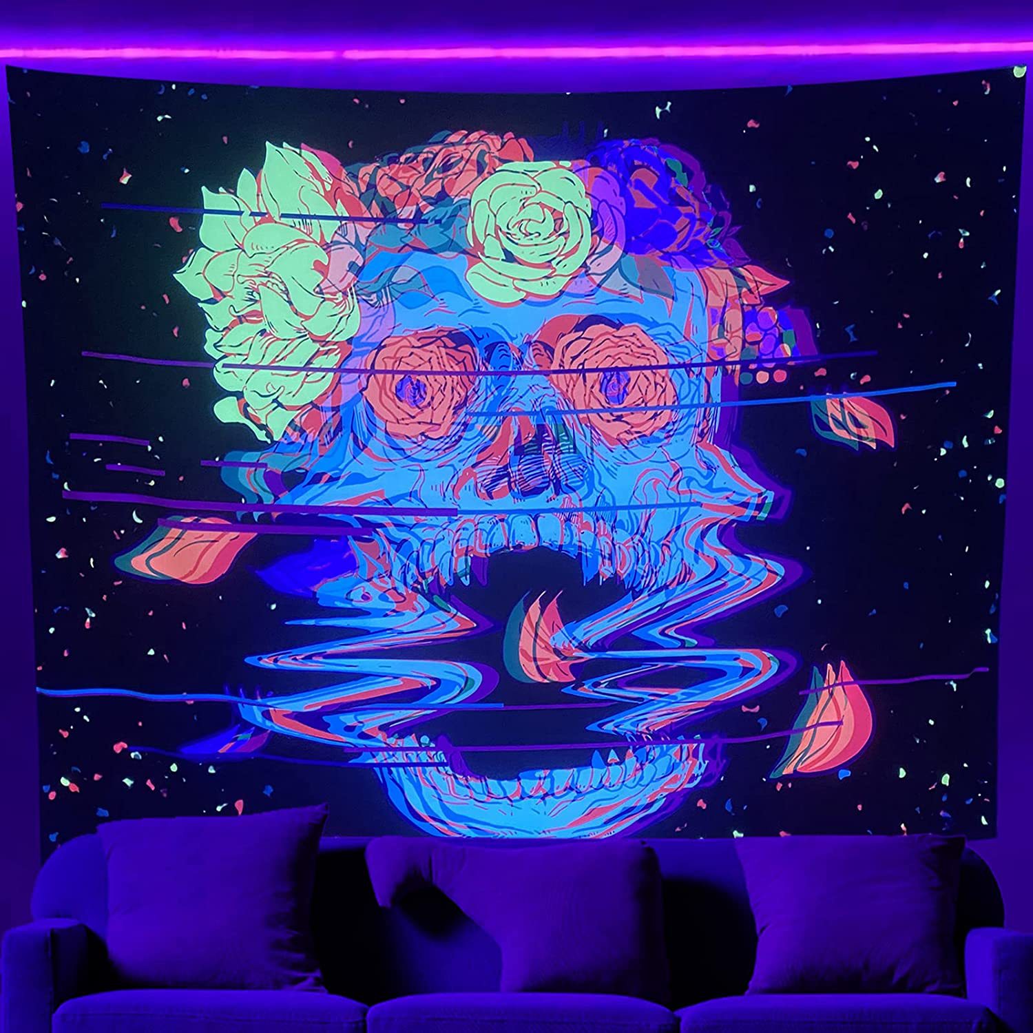 70g Weight Tapestry Home Textiles & Decor Type Halloween Fashion Skull Polyester Tapestry Wall Art