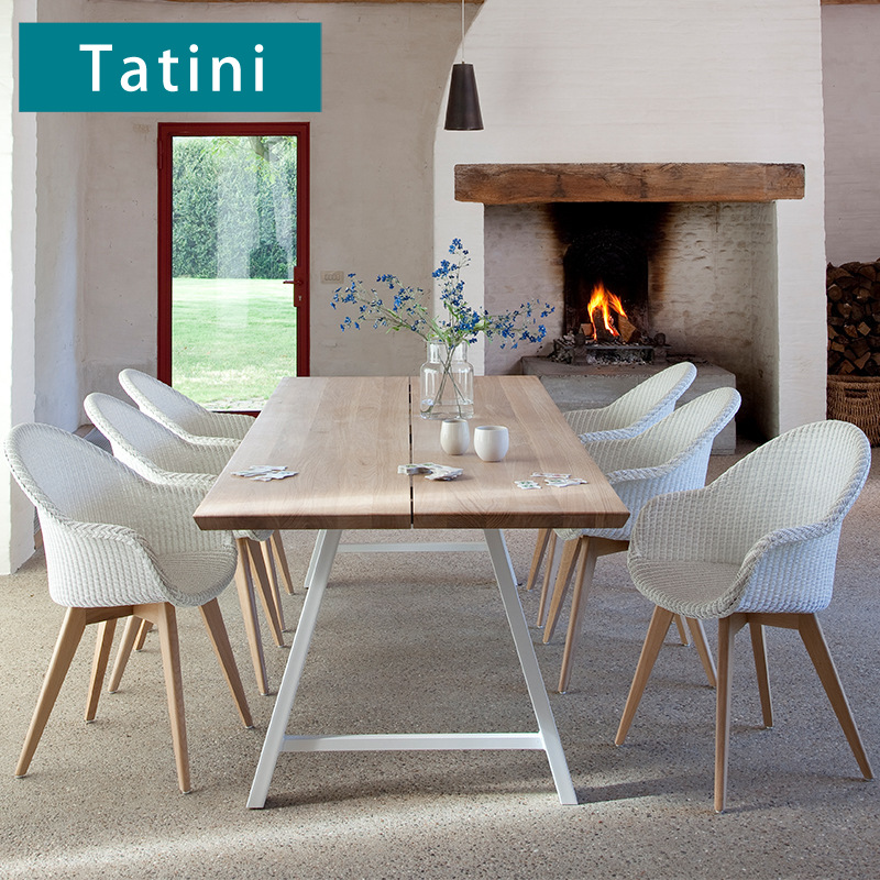 Mesas y sillas de patio para exteriores, casas de huéspedes de jardín, hoteles, muebles de ocio de madera maciza impermeables y resistentes al sol, mesas y sillas de teca y ratán para exteriores. image 1